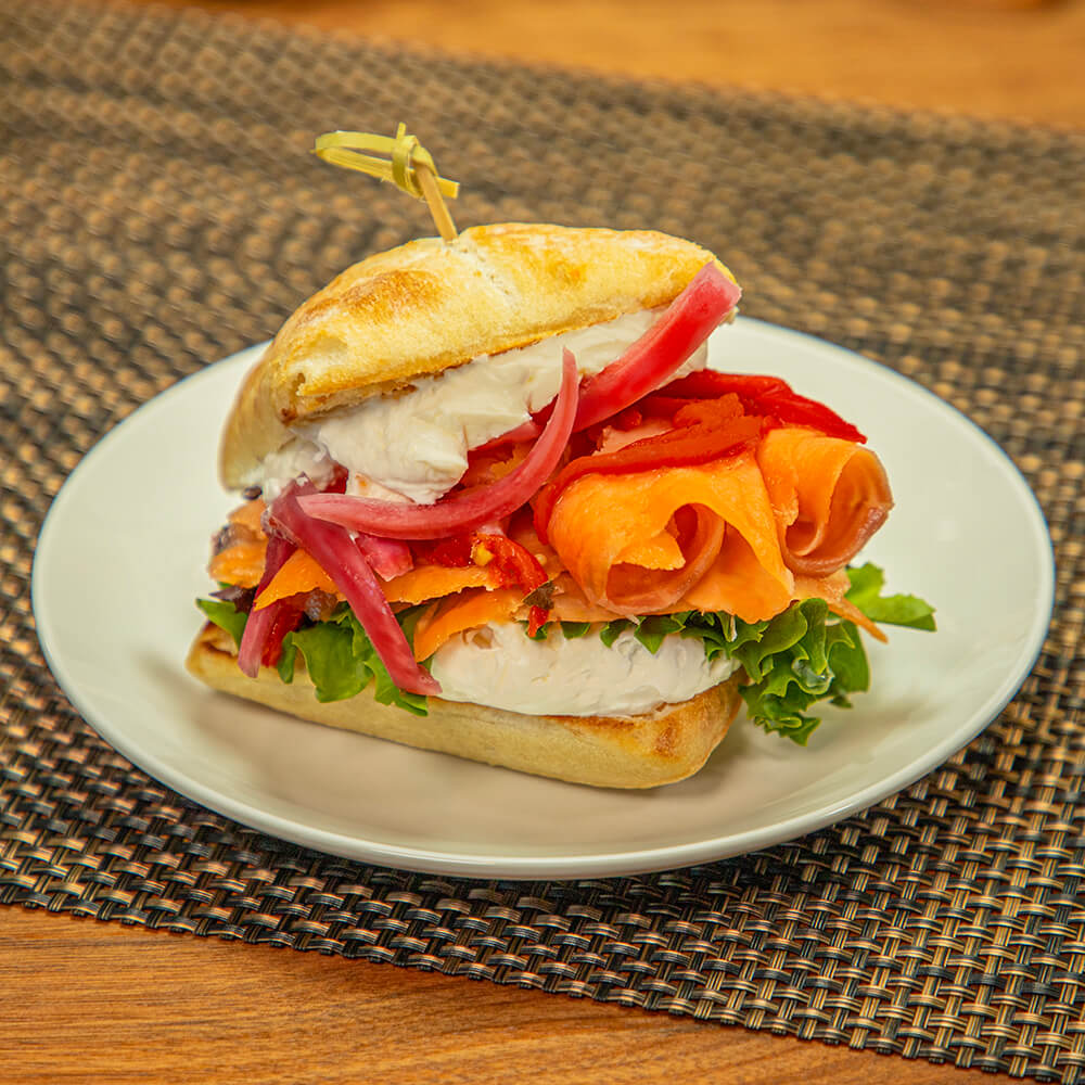 Snack food dish Smoked Salmon Sandwich